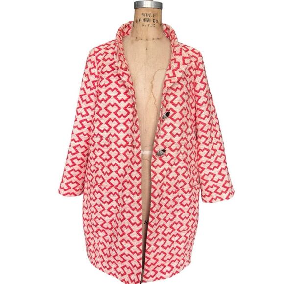 Caroline Biss Pink Geometric Button-Up Coat Size 36 US S - Picture 6 of 8